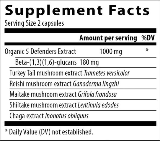 5 Defenders Real Mushroom capsules